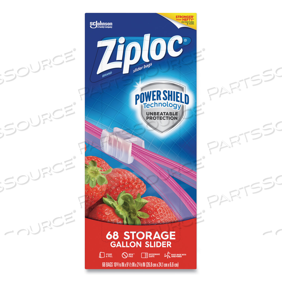 SLIDER STORAGE BAGS, 1 GAL, 9.5" X 10.56", CLEAR by Ziploc SLIDER STORAGE BAGS, 1 GAL, 9.5" X 10.56", CLEAR by Ziploc