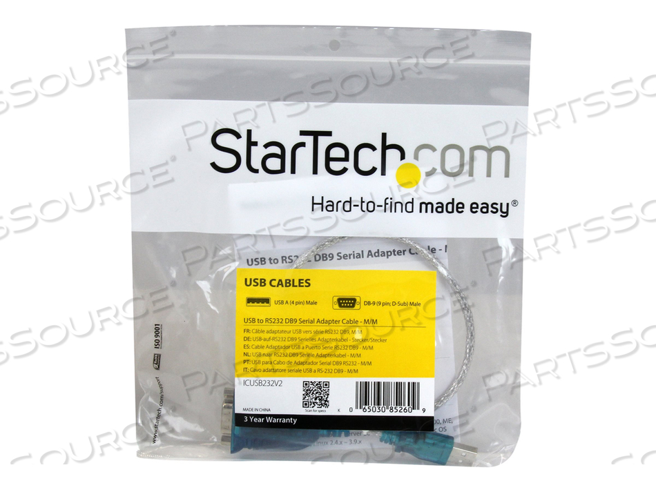 17 IN 1-PORT USB TO RS232 DB9 SERIAL ADAPTER CABLE, USB TO SERIAL ADAPTER CABLE - MALE TO MALE by StarTech.com Ltd. 17 IN 1-PORT USB TO RS232 DB9 SERIAL ADAPTER CABLE, USB TO SERIAL ADAPTER CABLE - MALE TO MALE by StarTech.com Ltd.