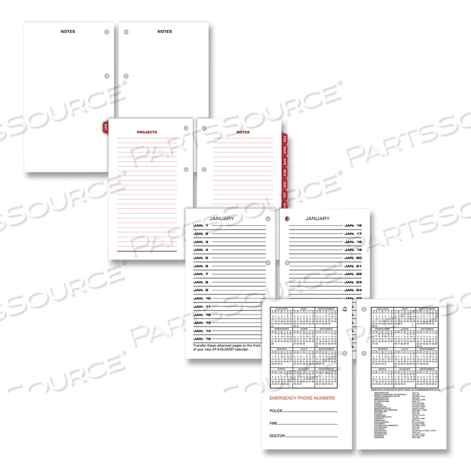 TWO-COLOR DESK CALENDAR REFILL, 3.5 X 6, WHITE SHEETS, 2023 by At-A-Glance