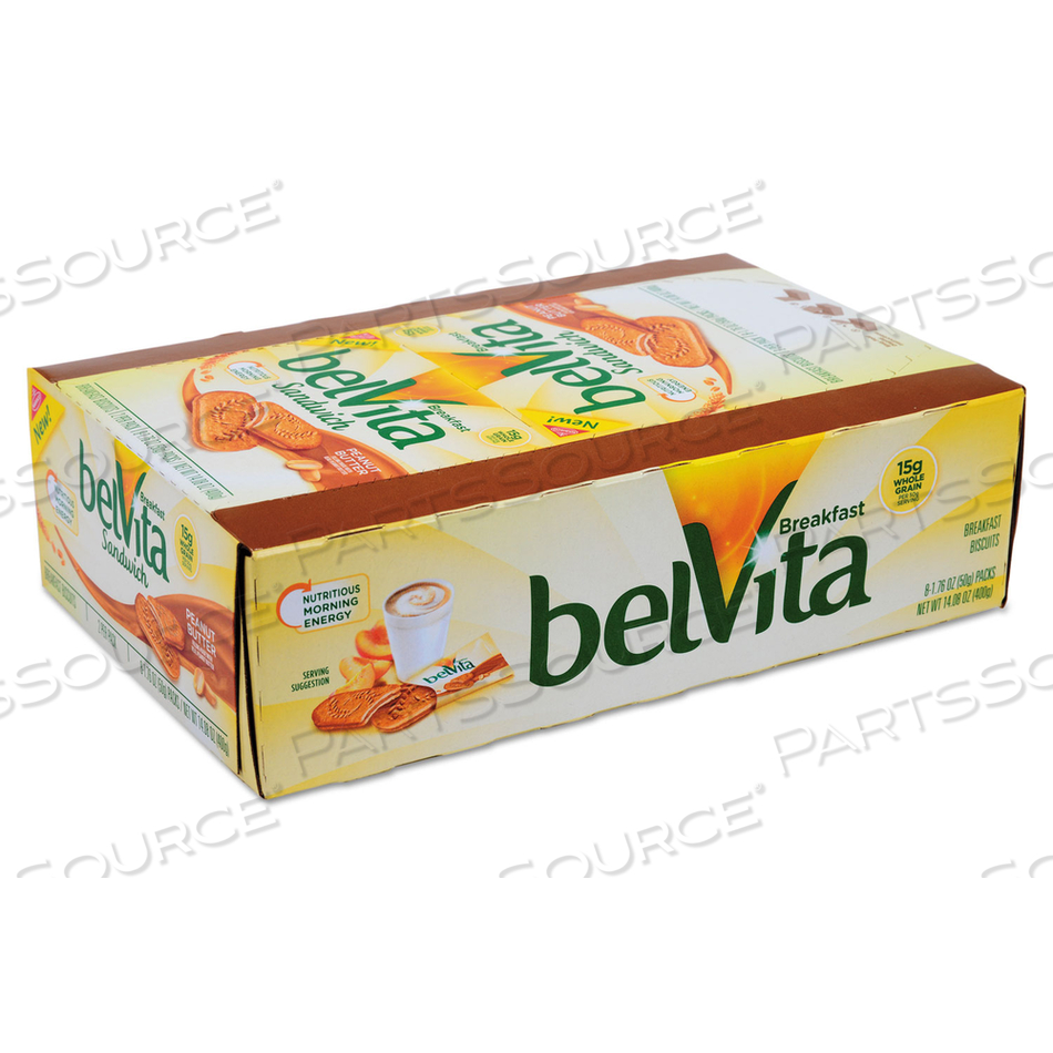 BELVITA BREAKFAST BISCUITS, PEANUT BUTTER SANDWICH, 1.76 OZ PACK, 8/BOX 