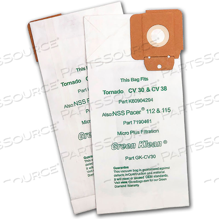 TORNADO CV30 & CV38 12 & 15 VACUUM CLEANER BAG by Kleen Green TORNADO CV30 & CV38 12 & 15 VACUUM CLEANER BAG by Kleen Green