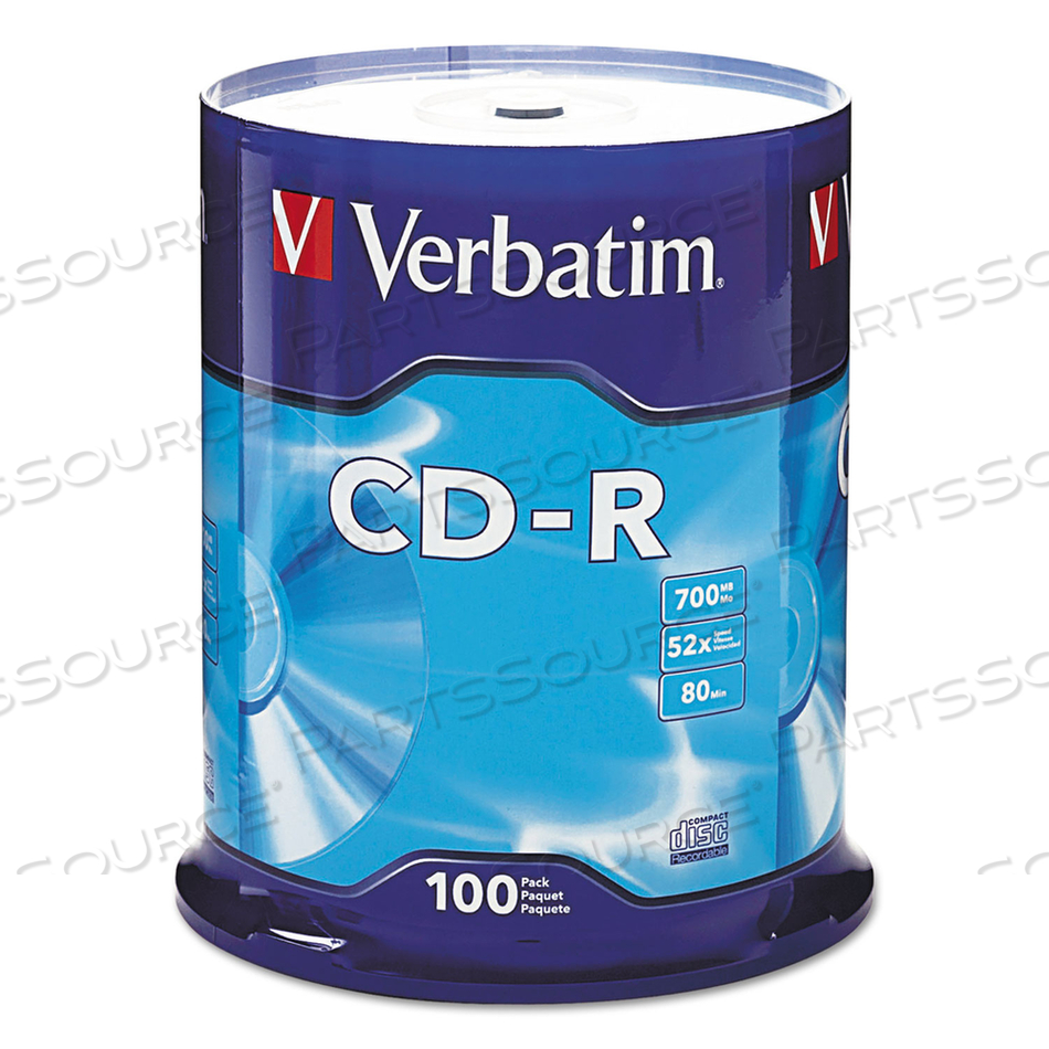 CD-R RECORDABLE DISC, 700 MB/80 MIN, 52X, SPINDLE, SILVER by Verbatim CD-R RECORDABLE DISC, 700 MB/80 MIN, 52X, SPINDLE, SILVER by Verbatim