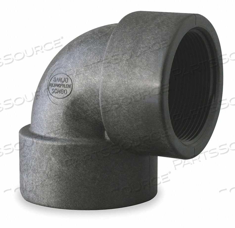90° ELBOW, 1 IN X 1 IN FITTING PIPE SIZE, SCHEDULE 80, FEMALE NPT X FEMALE NPT, 300 PSI, BLACK by Banjo