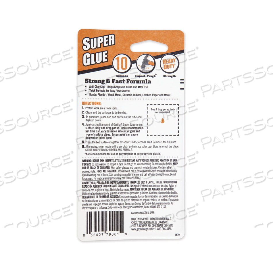 SUPER GLUE, 0.53 OZ, DRIES CLEAR 