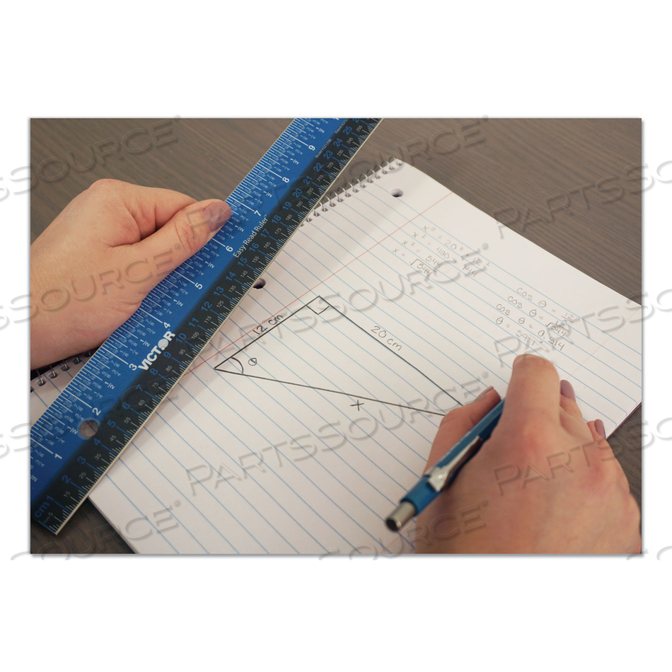EASY READ STAINLESS STEEL RULER, STANDARD/METRIC, 18".25 LONG, BLUE by Victor Technology, LLC