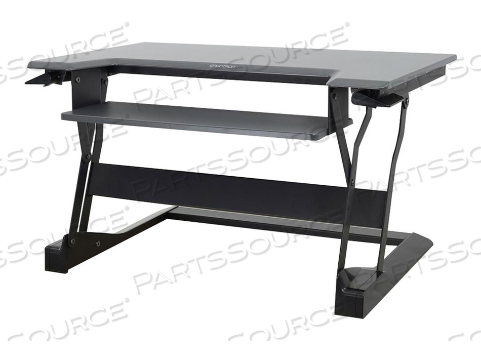 WORKFIT-T, STANDING DESK WORKSTATION (BLACK WITH GREY SURFACE) by Ergotron, Inc.