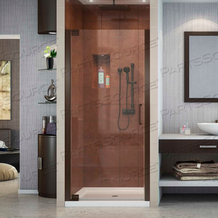 ELEGANCE PIVOT SHOWER DOOR, BRONZE, 25-1/4 TO 27-1/4" X 72" 