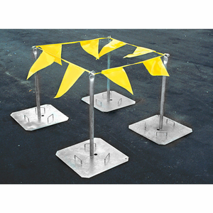 WARNING LINE SYSTEM, GALVANIZED STEEL, 4 STANCHIONS AND 100' PENNANTS by Tie Down, Inc.