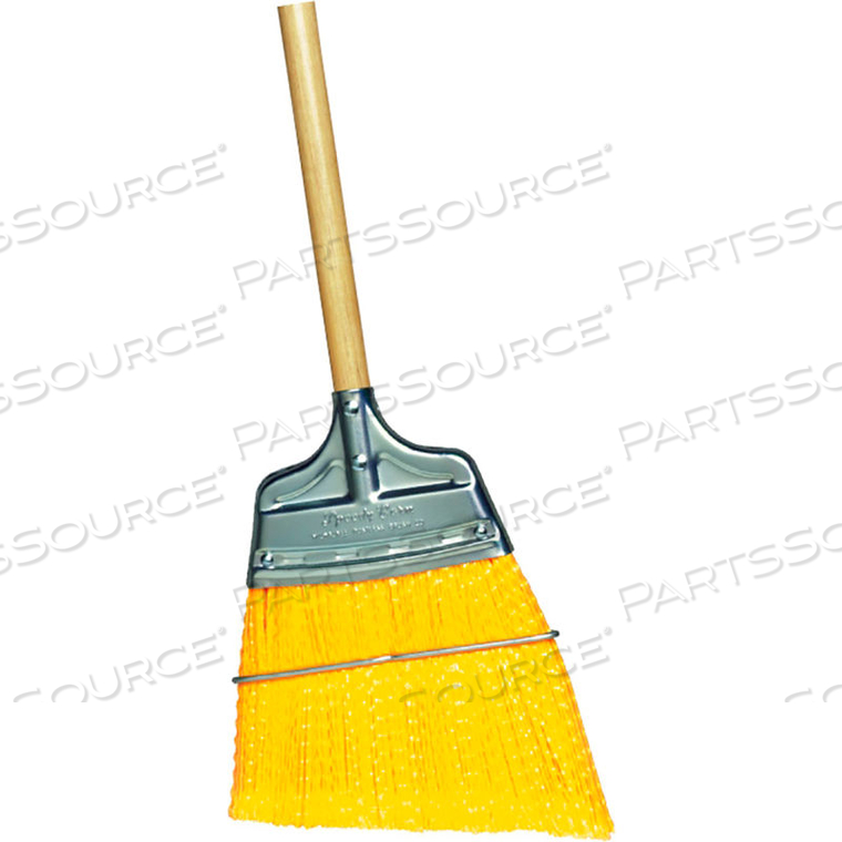 MILWAUKEE DUSTLESS UPRIGHT ANGLED BROOM, YELLOW FLAGGED POLYPROPYLENE WITH WOODEN HANDLE by Gordon Brush Mfg. Co., Inc.