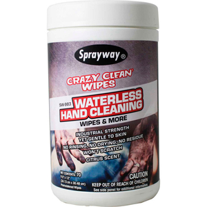 CRAZY CLEAN WIPES, WATERLESS HAND CLEANING, 70 WIPES/CAN by Sprayway