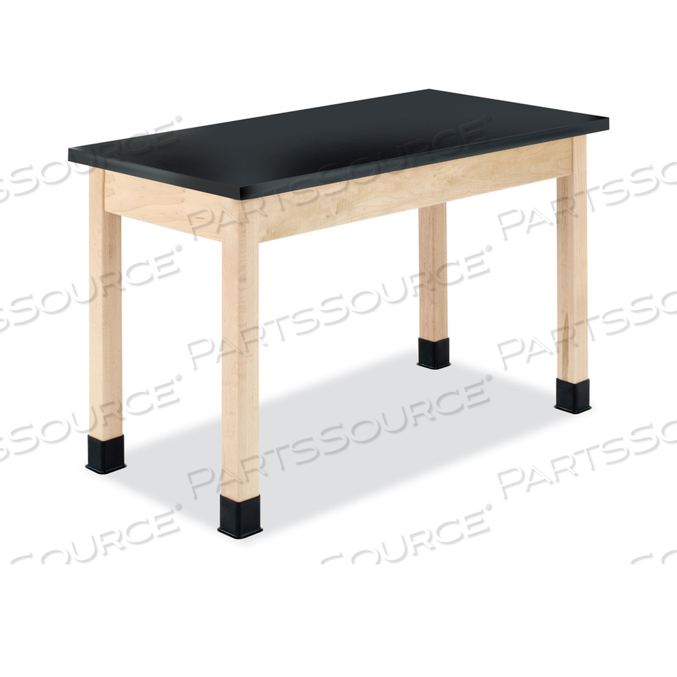 CLASSROOM SCIENCE TABLE, 48W X 24D X 30H, BLACK EPOXY RESIN TOP, MAPLE BASE 