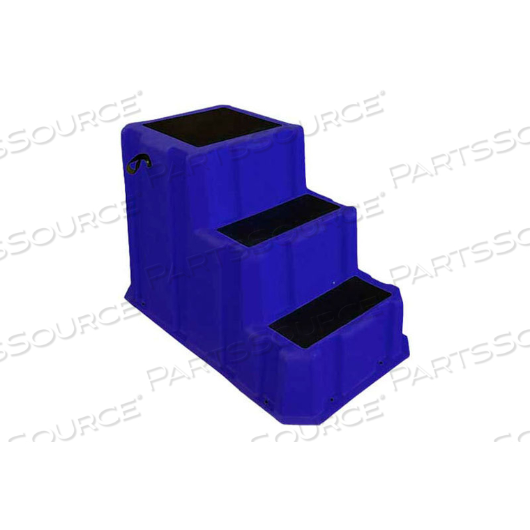 3 STEP NESTABLE PLASTIC STEP STAND - BLUE 26"W X 43"D X 28"H by US Roto Molding
