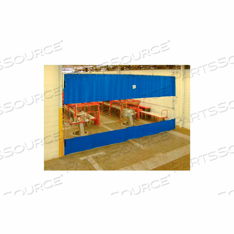 BLUE CURTAIN WALL PARTITION WITH CLEAR VISION STRIP 12 X 12 by TMI, LLC
