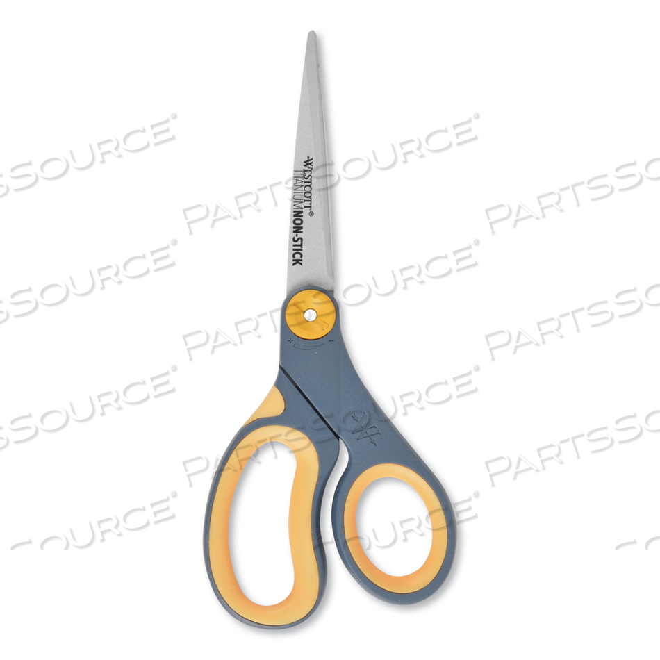 NON-STICK TITANIUM BONDED SCISSORS, 8" LONG, 3.25" CUT LENGTH, GRAY/YELLOW STRAIGHT HANDLE by Westcott