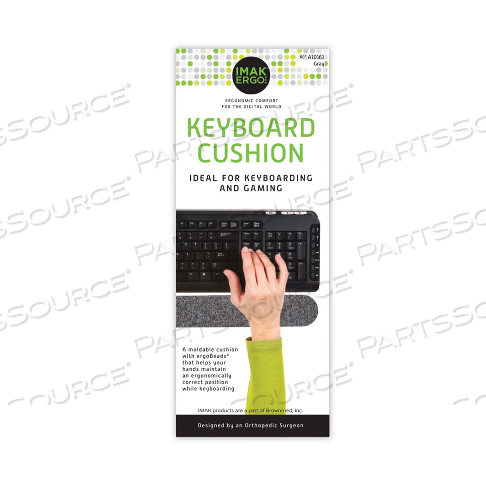 KEYBOARD WRIST CUSHION, 10 X 6, GRAY 