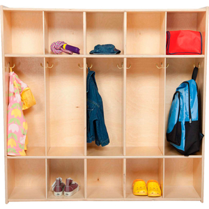 FIVE SECTION PLYWOOD LOCKER, ASSEMBLED, 46-3/4"W X 12"D X 46-3/4"H by Wood Designs