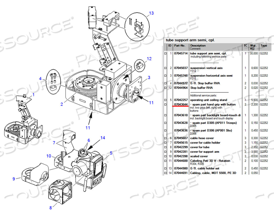 HAND GRIP FOR X-RAY SYSTEM WITH BUTTON by Siemens Medical Solutions