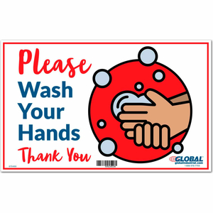 PLEASE WASH YOUR HANDS SIGN, 16"W X 10"H, WALL ADHESIVE by The Magnet Group PLEASE WASH YOUR HANDS SIGN, 16"W X 10"H, WALL ADHESIVE by The Magnet Group