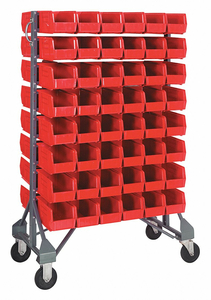 MOBILE BIN RAIL FLOOR RACK 96 BINS RED by Quantum Storage Systems