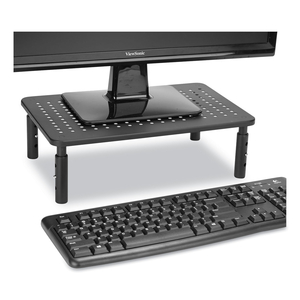 ADJUSTABLE RECTANGULAR MONITOR STAND, 14" X 9" X 3.25" TO 5.25", BLACK, SUPPORTS 44 LBS by Mind Reader