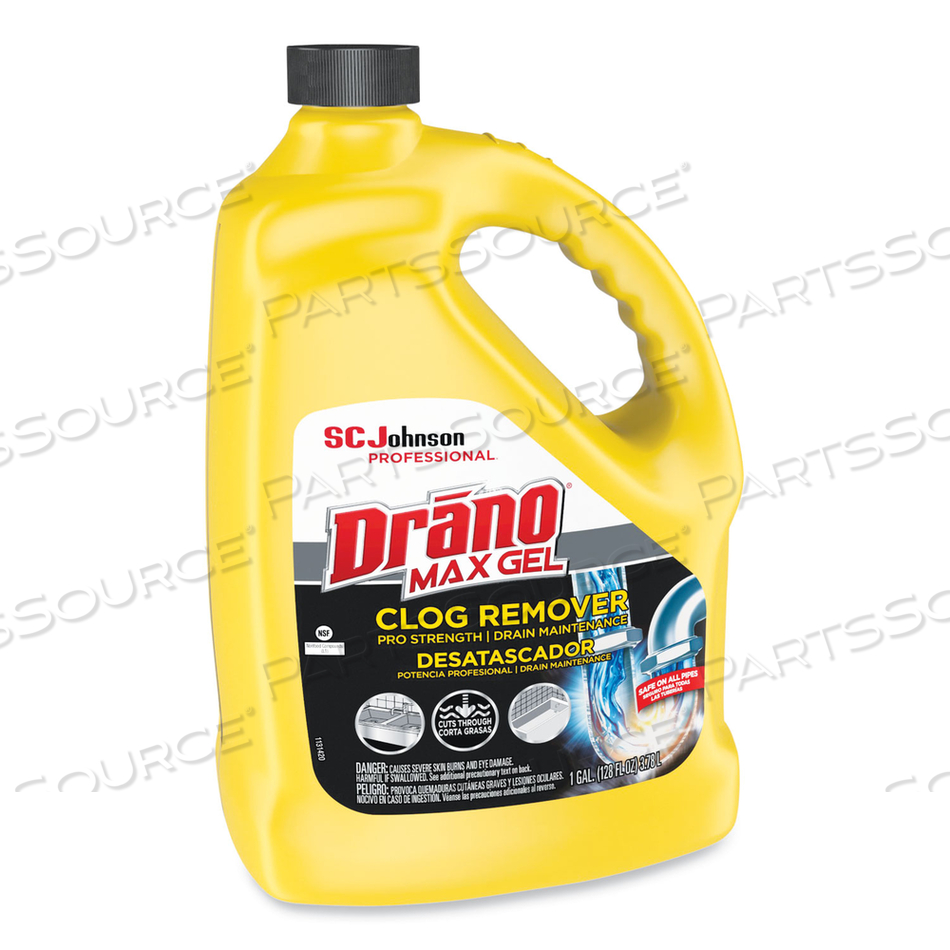 MAX GEL CLOG REMOVER, BLEACH SCENT, 128 OZ BOTTLE by Drano