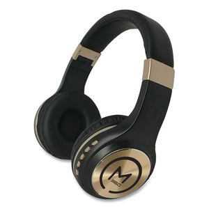 SERENITY STEREO WIRELESS HEADPHONES WITH MICROPHONE, 3 FT CORD, BLACK/GOLD by Morpheus 360