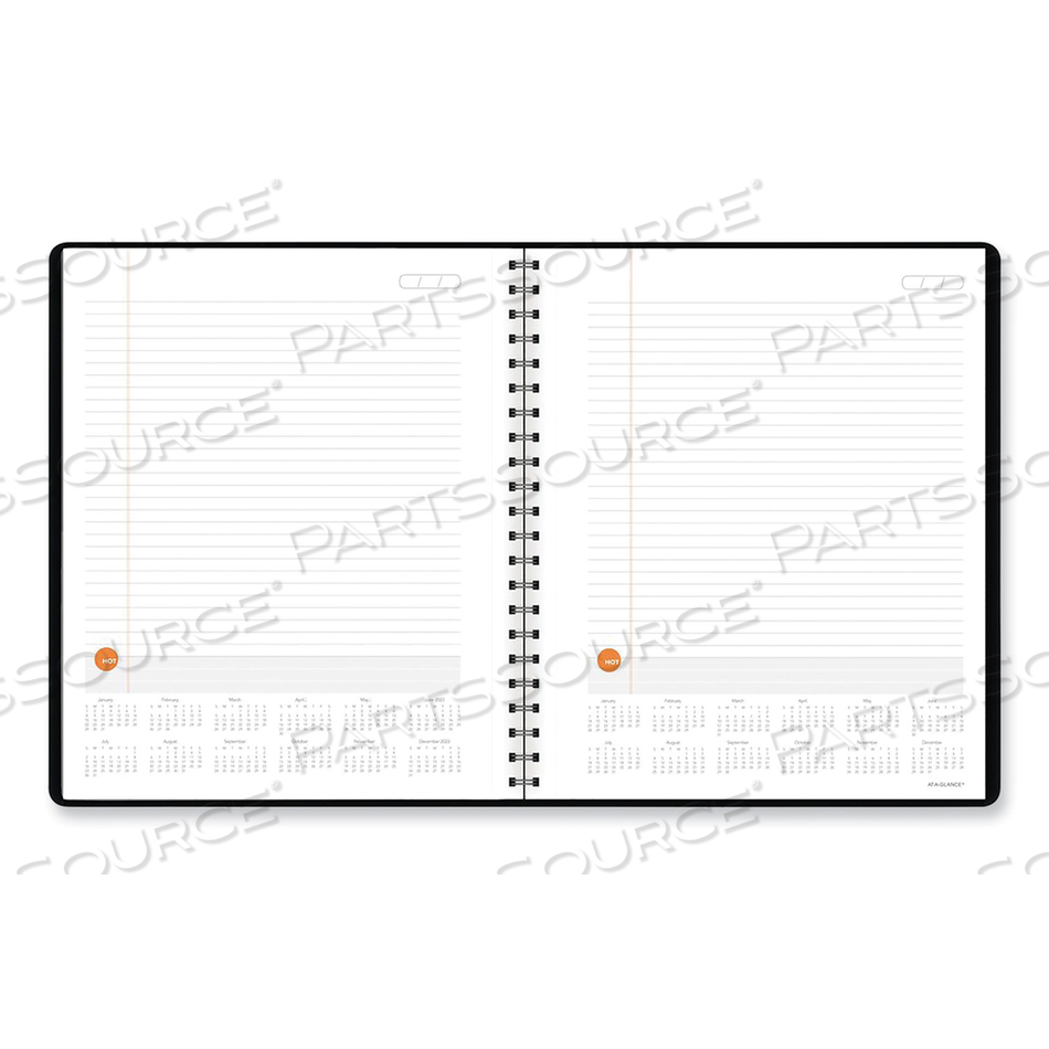 PLAN. WRITE. REMEMBER. PLANNING NOTEBOOK WITH TWO-YEAR 2023-24 REFERENCE CALENDAR, 11 X 8.5, BLACK/GOLD COVER, UNDATED 