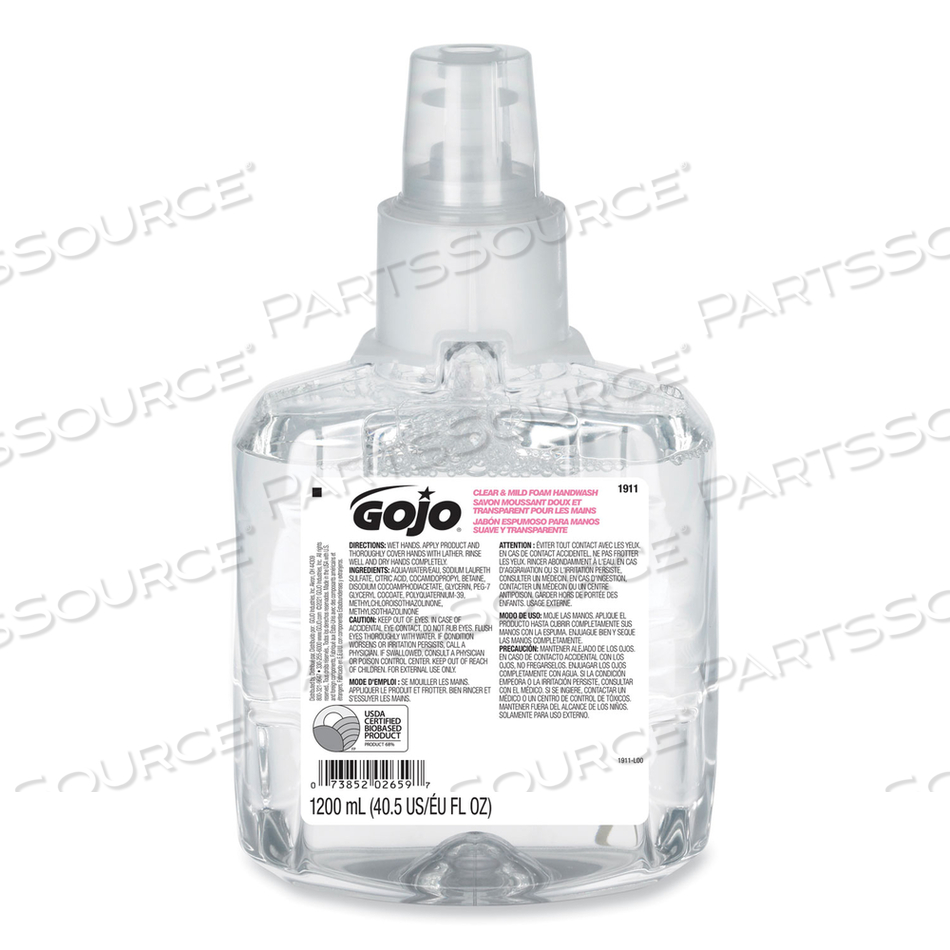 CLEAR AND MILD FOAM HANDWASH REFILL, FOR GOJO LTX-12 DISPENSER, FRAGRANCE-FREE, 1,200 ML REFILL by Gojo