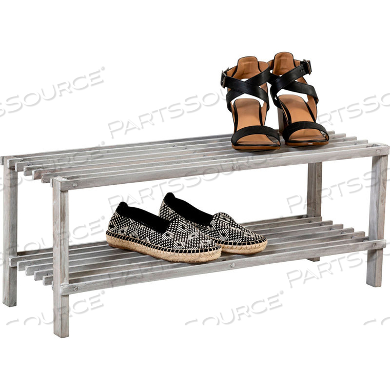 2-TIER WOODEN SHOE RACK, GRAY 