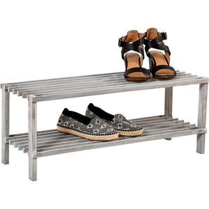 2-TIER WOODEN SHOE RACK, GRAY by Honey-Can-Do