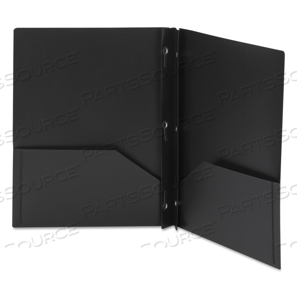 POLY TWO-POCKET FOLDER WITH FASTENERS, 180-SHEET CAPACITY, 11 X 8.5, BLACK by Smead POLY TWO-POCKET FOLDER WITH FASTENERS, 180-SHEET CAPACITY, 11 X 8.5, BLACK by Smead