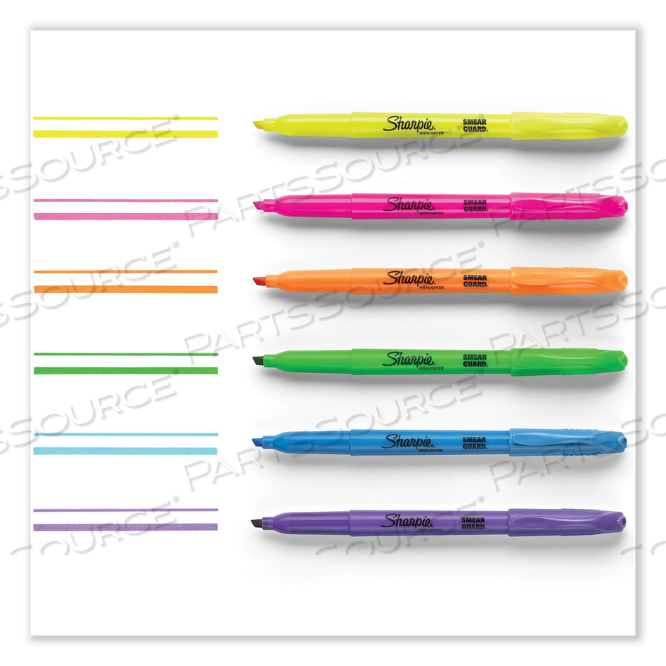 POCKET STYLE HIGHLIGHTERS, ASSORTED INK COLORS, CHISEL TIP, ASSORTED BARREL COLORS by Sharpie
