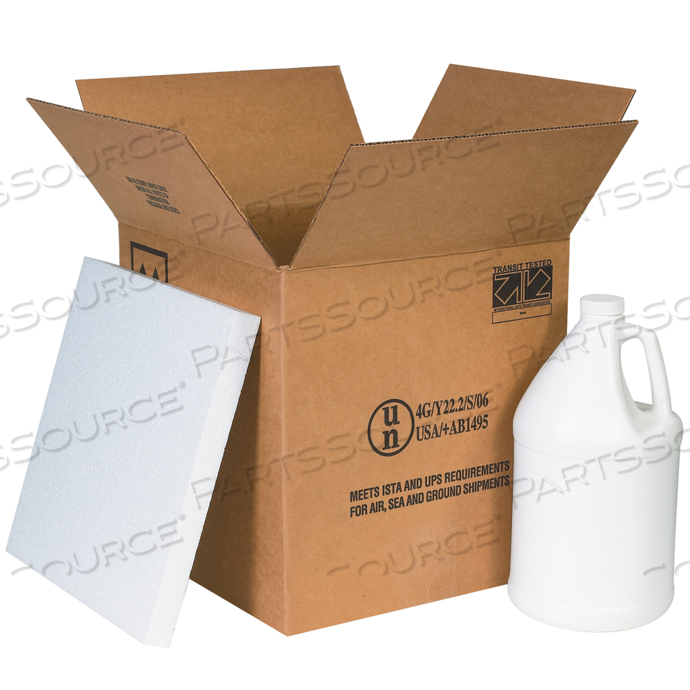 PLASTIC JUG SHIPPER KIT, 4 - 1 GALLON, 12 1/4" X 12 1/4" X 12 3/4", KRAFT, 1/EACH by BOX Partners (Box Acquisitions, LLC)