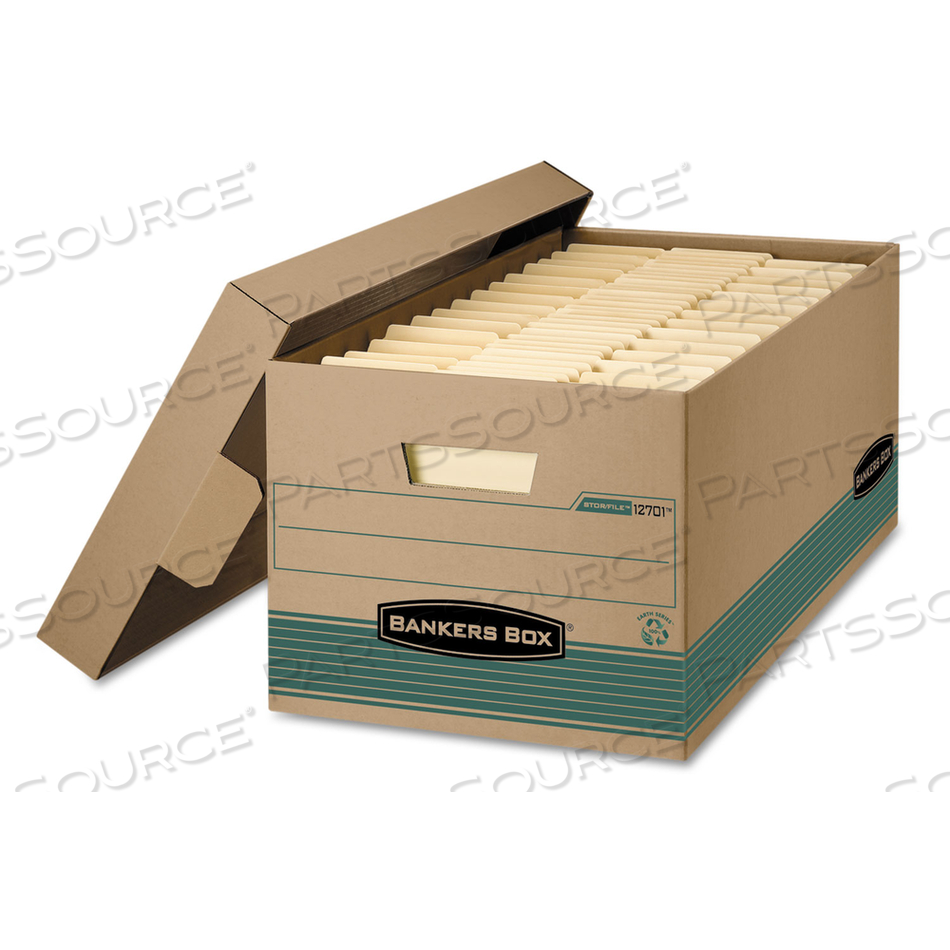 STOR/FILE MEDIUM-DUTY 100% RECYCLED STORAGE BOXES, LETTER FILES, 12.88" X 25.38" X 10.25", KRAFT/GREEN by Bankers Box