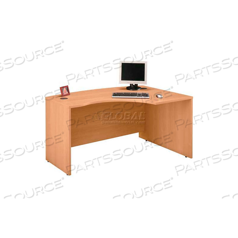 RIGHT HAND WOOD DESK WITH BOW FRONT - LIGHT OAK - SERIES C 