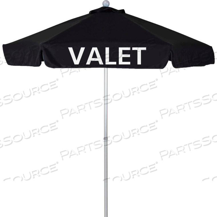 CALIFORNIA UMBRELLA 7.5' VALET UMBRELLA - OLEFIN BLACK SILVER POLE by March Products Inc CALIFORNIA UMBRELLA 7.5' VALET UMBRELLA - OLEFIN BLACK SILVER POLE by March Products Inc