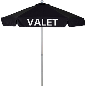 CALIFORNIA UMBRELLA 7.5' VALET UMBRELLA - OLEFIN BLACK SILVER POLE by March Products Inc