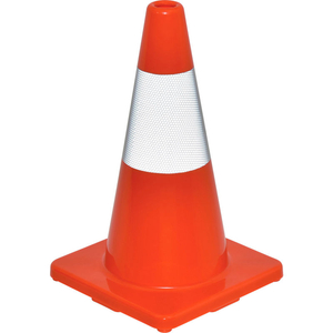18" TRAFFIC CONE, REFLECTIVE, SOLID ORANGE BASE, 2-1/2 LBS by Jinyun Granchess Rubber & Plastics Co.Lt