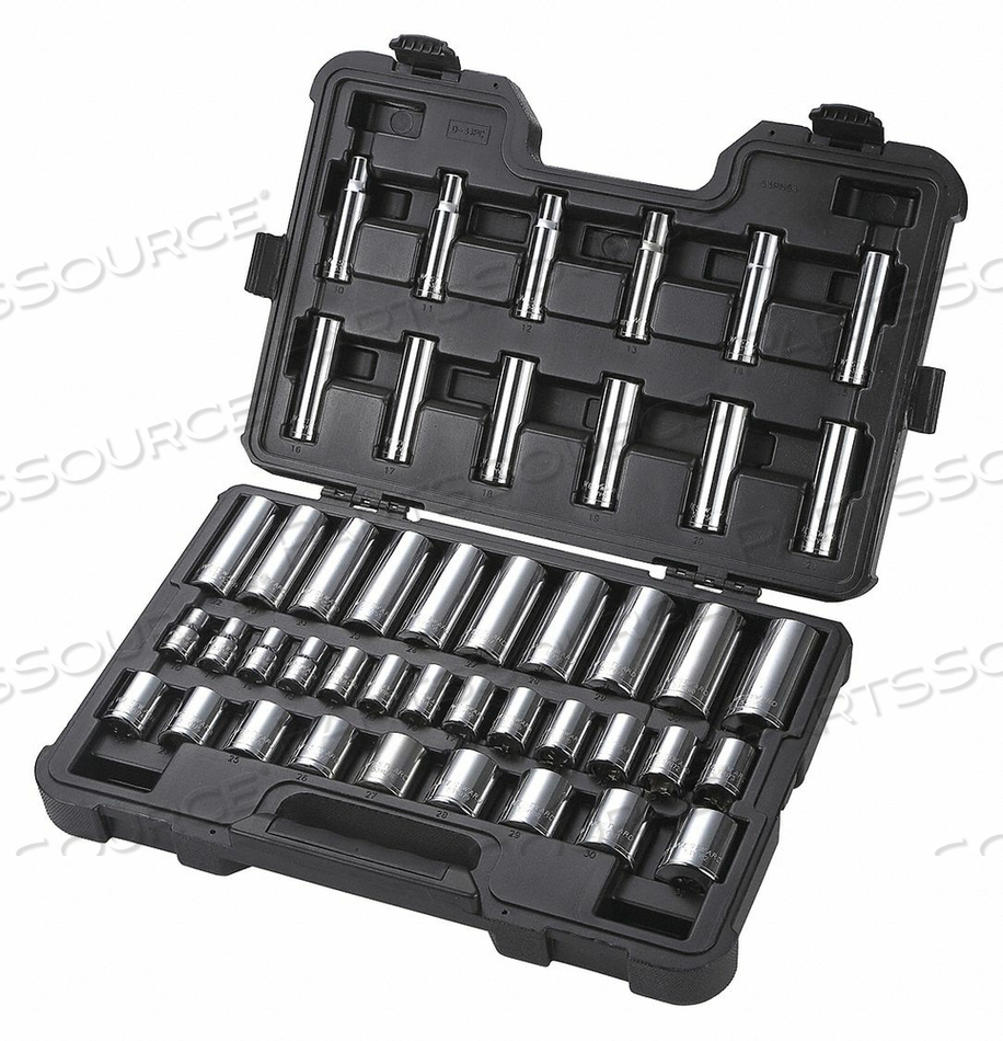 SOCKET SET, STANDARD SOCKET COUNT/STYLE (27) 12-POINT, STANDARD SOCKET STYLE/SIZE STANDARD 12-POINT: 10 MM, 11 MM, 12 MM, 13 MM, 14 MM, 15 M by Westward
