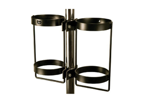 POLE MOUNTED DUAL CYLINDER HOLDER, 1-1/4 IN DIA, STEEL, BLACK POWDER COAT by WT Farley Inc