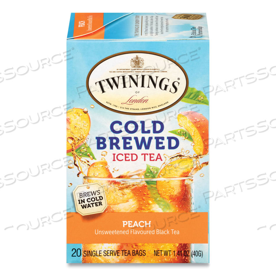 COLD BREW ICED TEA BAGS, PEACH, 0.07 OZ TEA BAG by TWININGS COLD BREW ICED TEA BAGS, PEACH, 0.07 OZ TEA BAG by TWININGS
