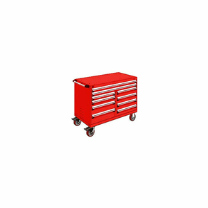 METAL 10 DRAWER MOBILE MULTI-DRAWER CABINET - 48"WX27"DX37-1/2"H RED by Rousseau Metal Inc.