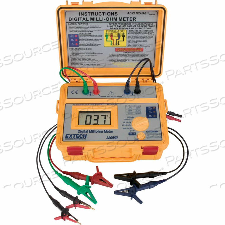 BATTERY POWERED MILLIOHM METER, 0.1 NIST CERTIFIED by Extech Instruments