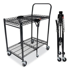 STOWAWAY FOLDING CARTS, METAL, 2 SHELVES, 250 LB CAPACITY, 29.63" X 37.25" X 18", BLACK by Bostitch