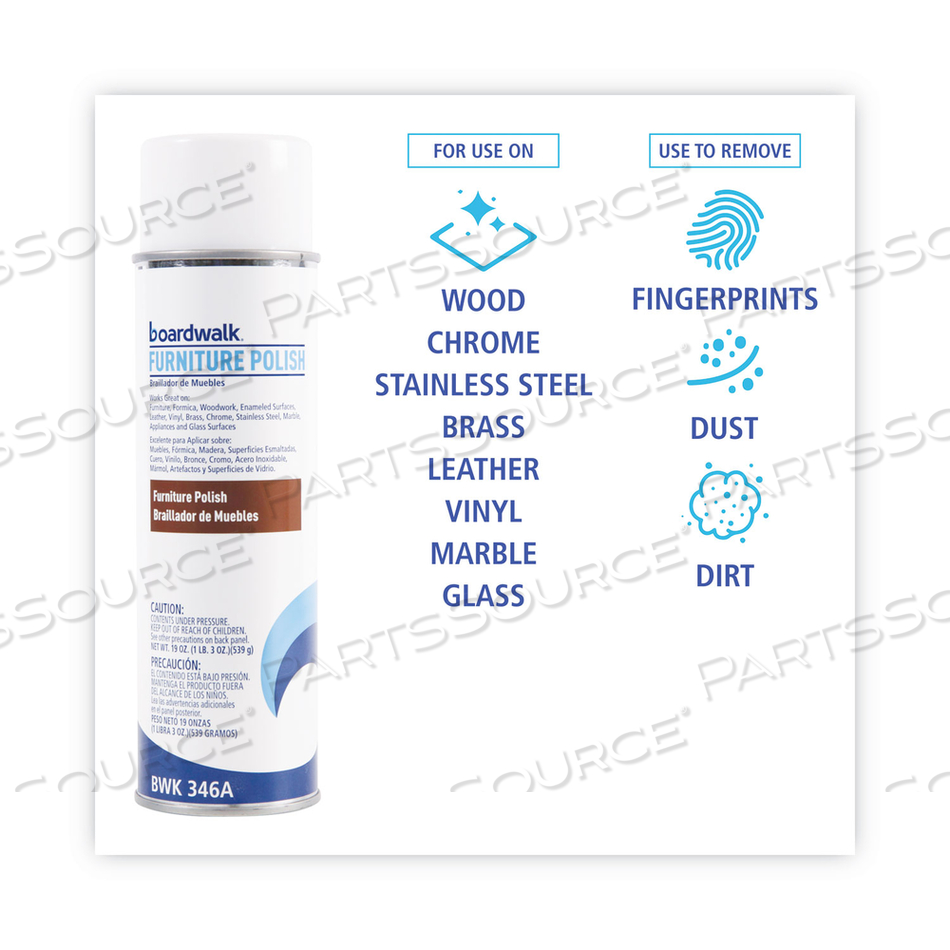 FURNITURE POLISH, LEMON, 19 OZ AEROSOL SPRAY by Boardwalk FURNITURE POLISH, LEMON, 19 OZ AEROSOL SPRAY by Boardwalk