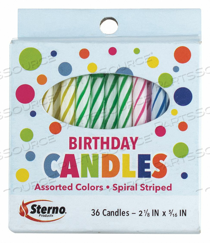 BIRTHDAY CANDLES WAX 2-1/4 L 0.5LB. PK36 by Sterno