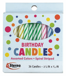 BIRTHDAY CANDLES WAX 2-1/4 L 0.5LB. PK36 by Sterno