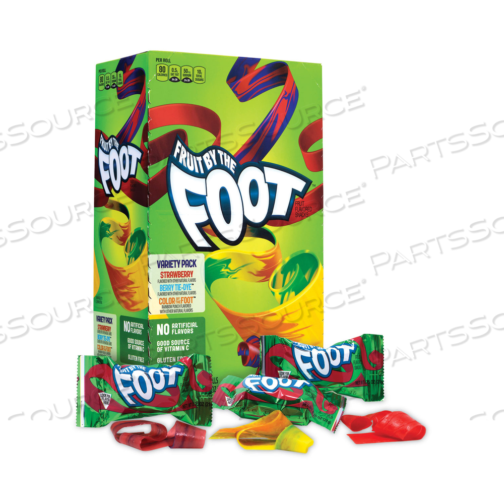 FRUIT BY THE FOOT VARIETY PACK, ASSORTED FLAVORS, 0.75 OZ, 36 POUCHES/BOX 