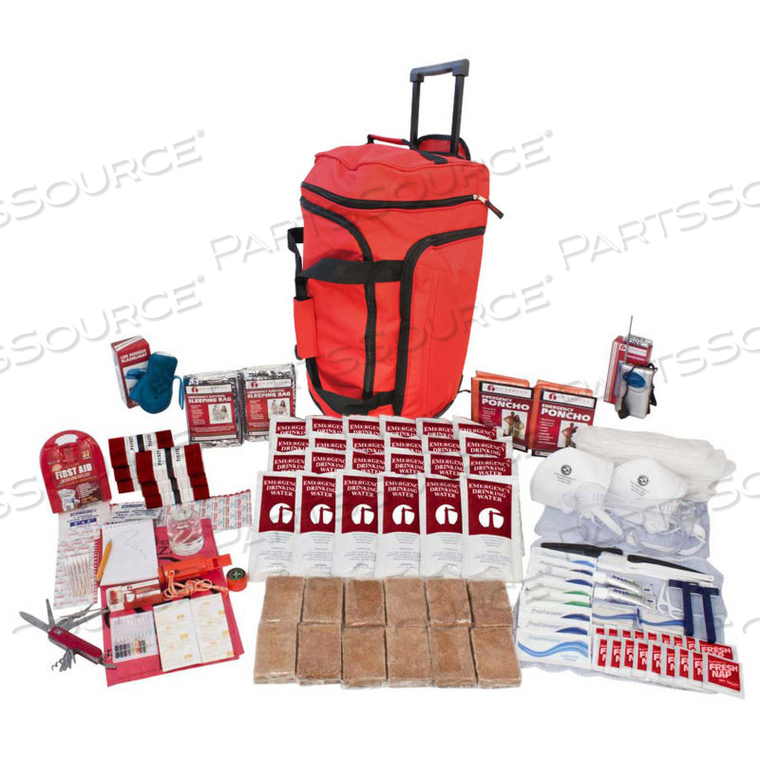 SKX2 2 PERSON DELUXE SURVIVAL KIT, WHEEL BAG, RED 