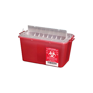 PLASTI-PRODUCTS 4-QUART SHARPS CONTAINER, HORIZONTAL ENTRY, RED, CASE OF 25 by PPI